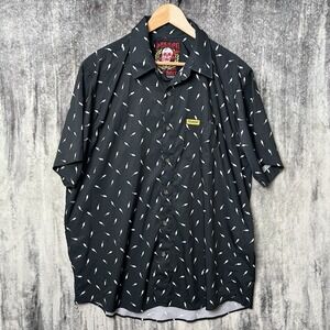 DIXXON "The Bolt" Men's Size XL Short Sleeve Button Up Shirt Lightning Black